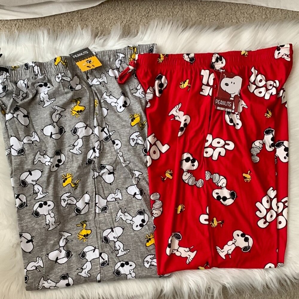 PEANUTS X Snoopy Joe Cool Lounge Pajama Pants (2) PAIRS Sz LARGE